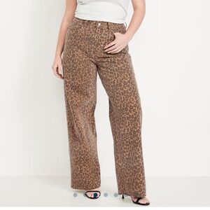 Old Navy Leopard high wasted baggy wide leg jeans